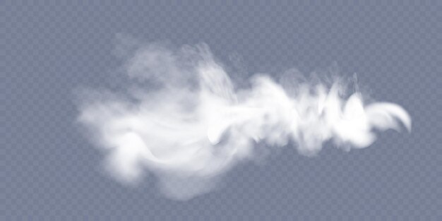 A set of smoke with a white cloud on a transparent background.