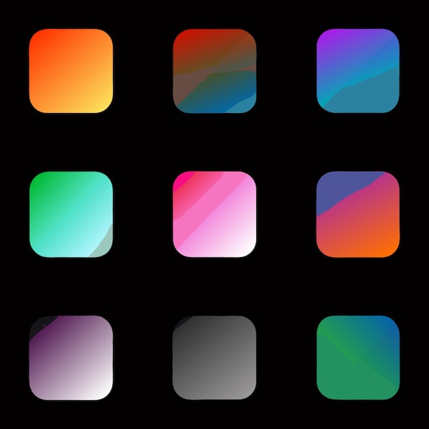 a set of squares with different colors and shapes
