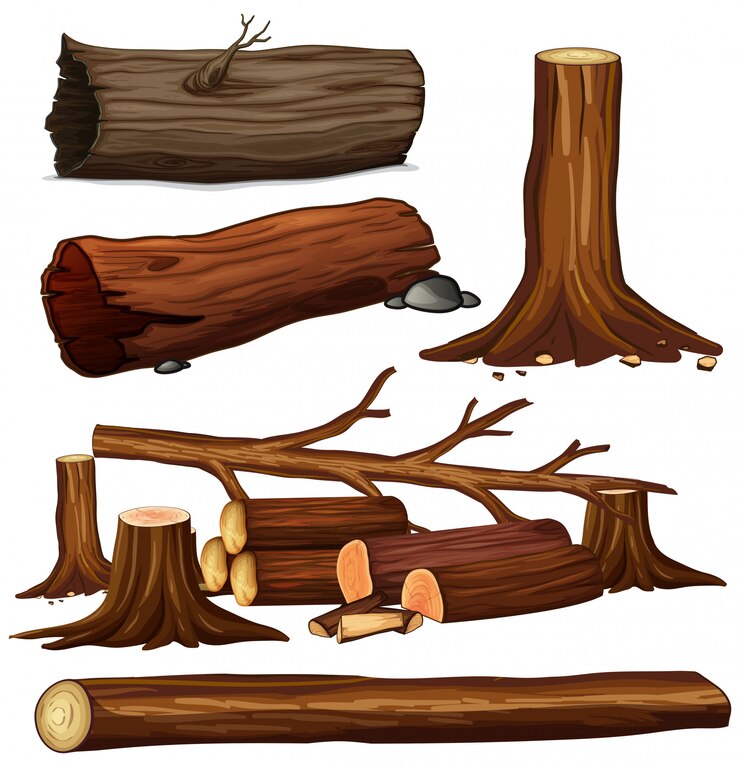 Vector a set of tree wood