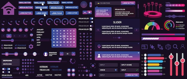 A set of UI components for mobile apps and websites Includes buttons panels menus sliders and charts