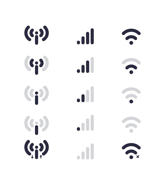 A set of wifi icons with the letter i in the middle.