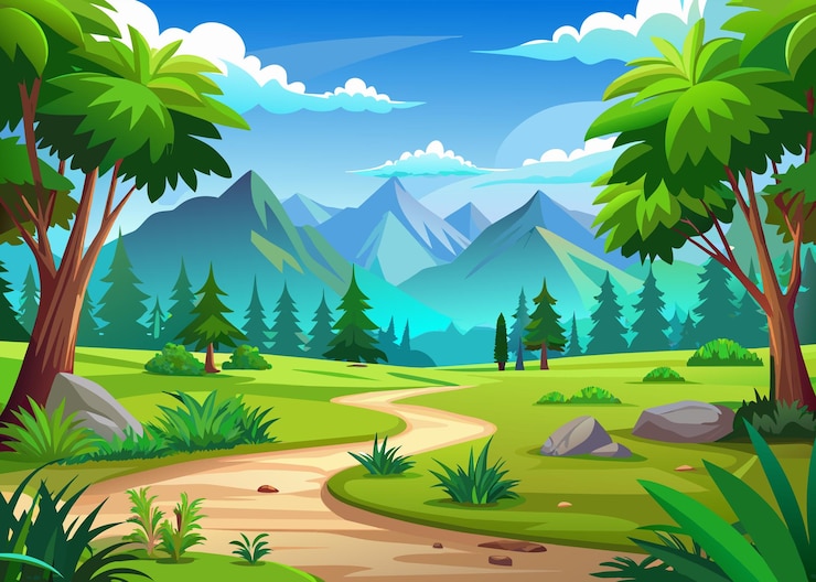 A setting adorned with numerous trees illustration