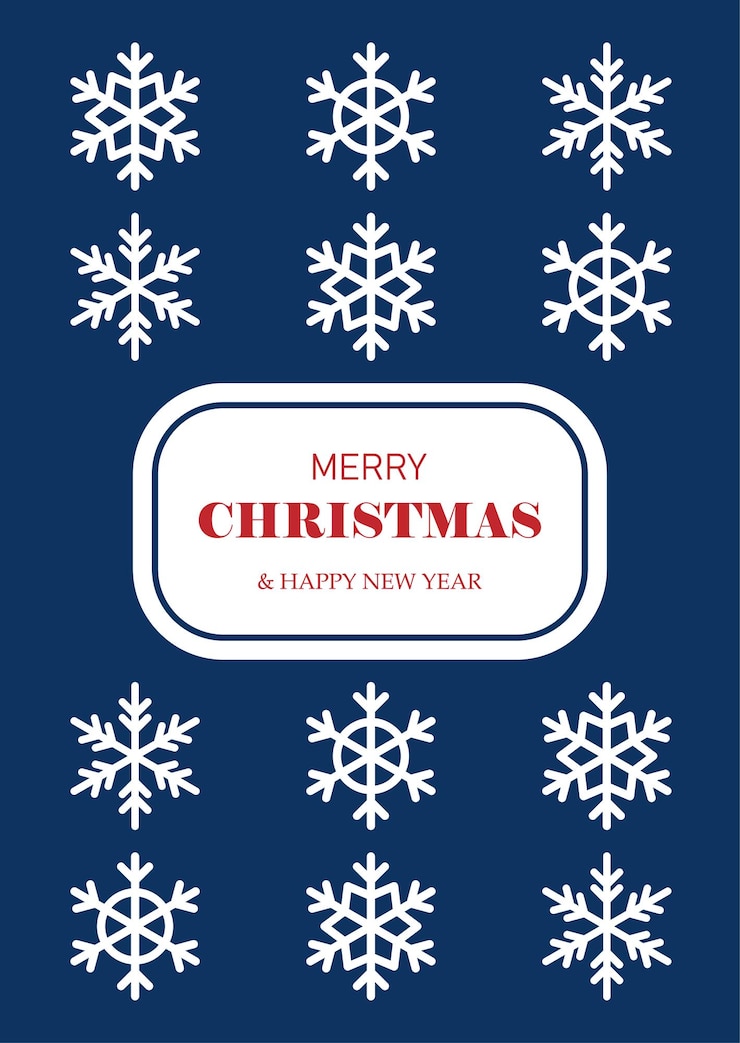 Vector a simple merry christmas and new year card with snowflakes