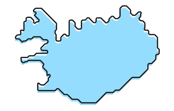 Vector a simple stylized map of the country of iceland