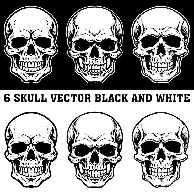 a skull and white and black and white skull with the words six legged and white
