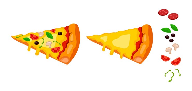 A slice of pizza pizza with sausage basil tomatoes olives cheese pepper mushrooms