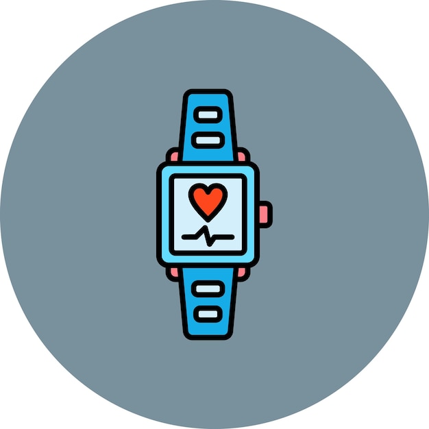 a smart watch with a heart symbol on the wrist