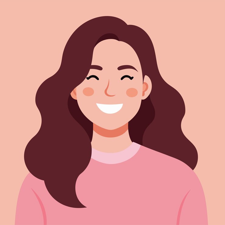 a smiling woman with long dark hair smiling and smiling