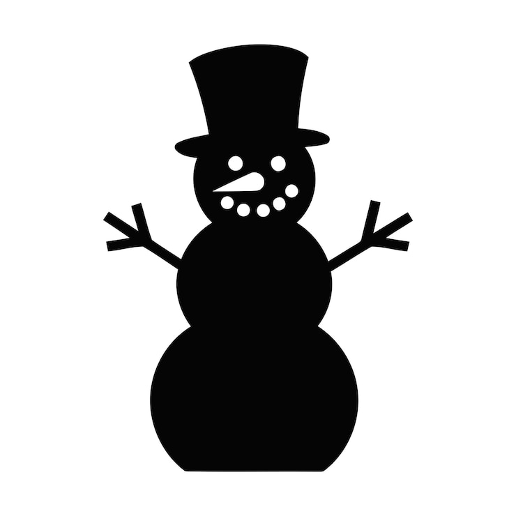 a snowman with a hat on his head and a black hat