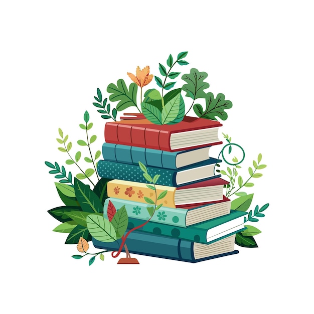 a stack of books with a picture of a book with the word  the  on it