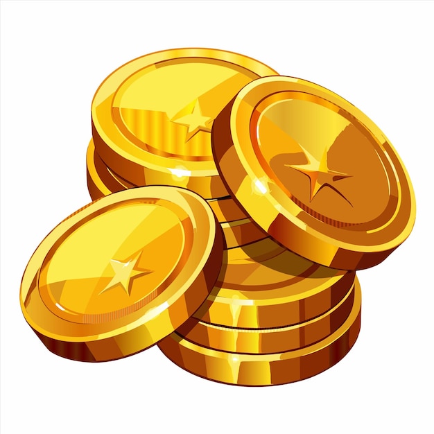 a stack of gold coins with a star on the top