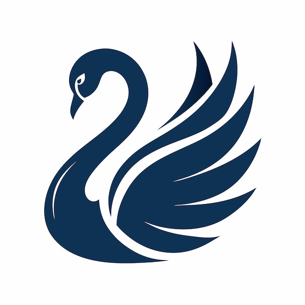 a swan that has a blue background with a white stripe