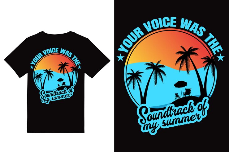 A t - shirt that says your voice was nice and the beach is my summer.