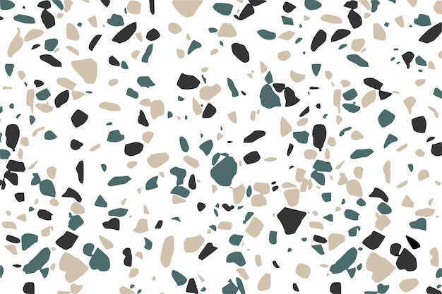 A terrazzo floor with a black and green speckled pattern