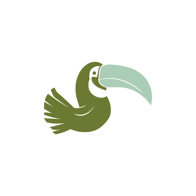 a toucan sits on a white background