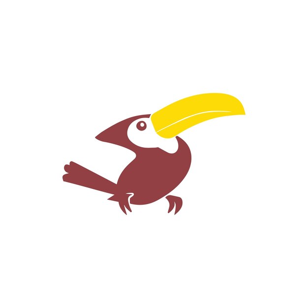 a toucan with a large yellow beak is on a white background.