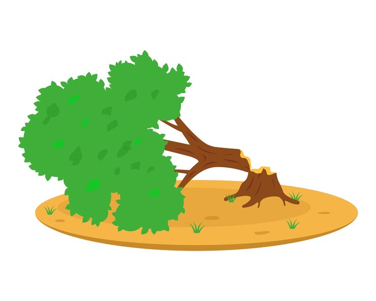 Vector a tree felled by the hurricane blocks the road flat vector illustration