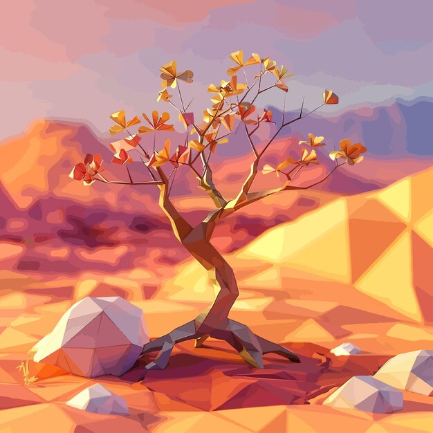 a tree with a tree on it is in the desert