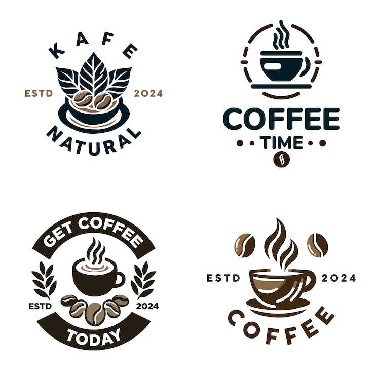 Vector a white background with a logo for coffee time