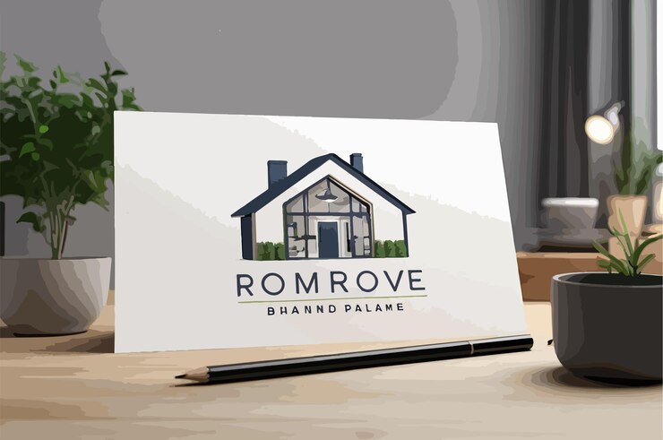 A white card with a gray wall background 3d mockup template