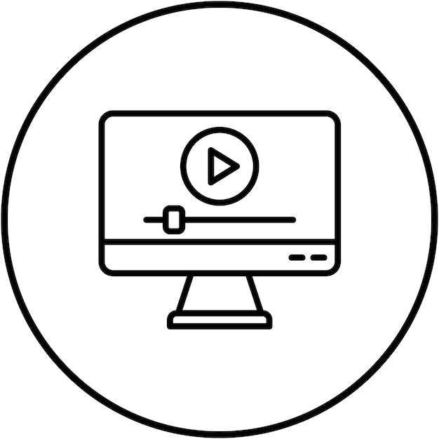 a white circle with a logo that says  video  on the screen