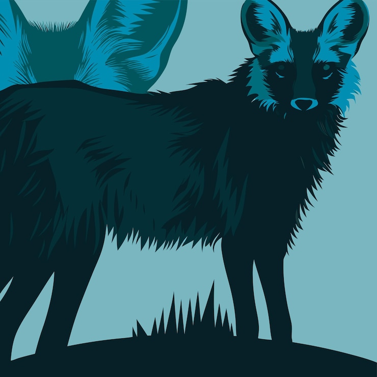 Vector a wolf and a wolf are on a blue background
