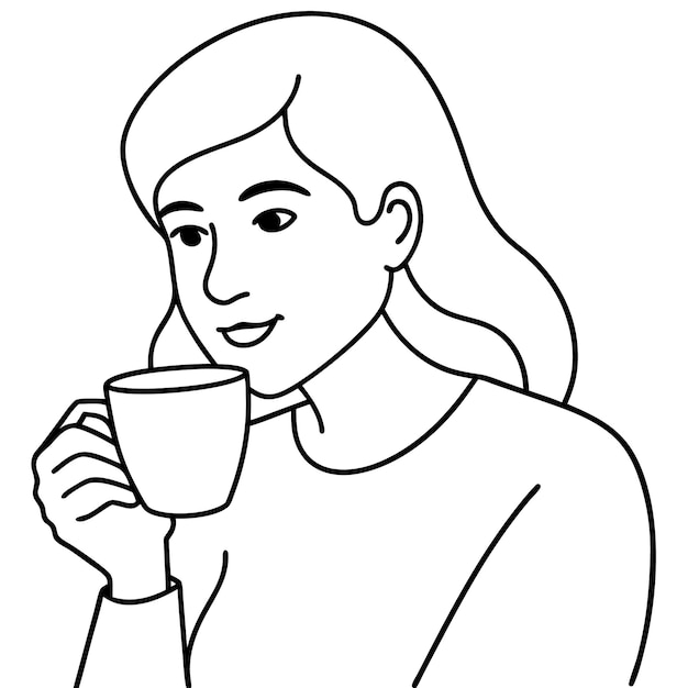 a woman drinking from a cup of coffee