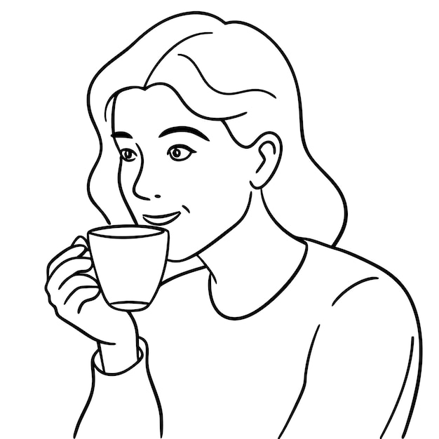 a woman drinking from a cup of coffee