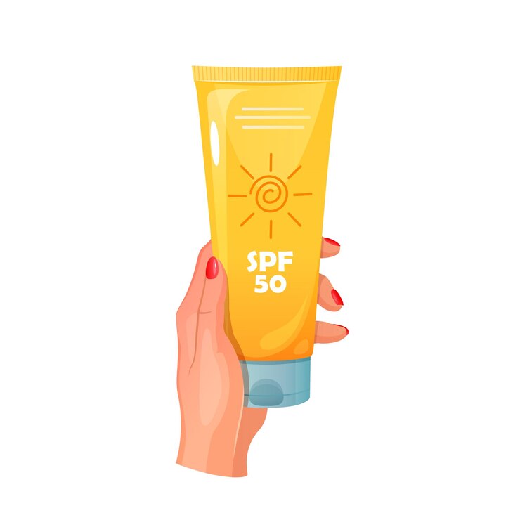 Vector a woman hand holding a tube of sunscreen cream skin care concept