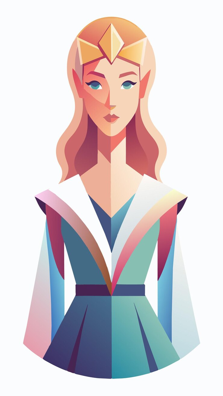 Vector a woman with a blue eyes and a white shirt