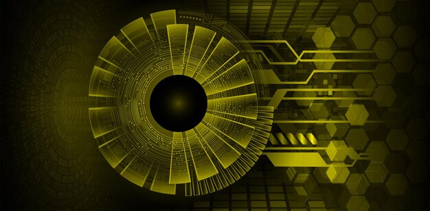 a yellow eye with the word eye on it