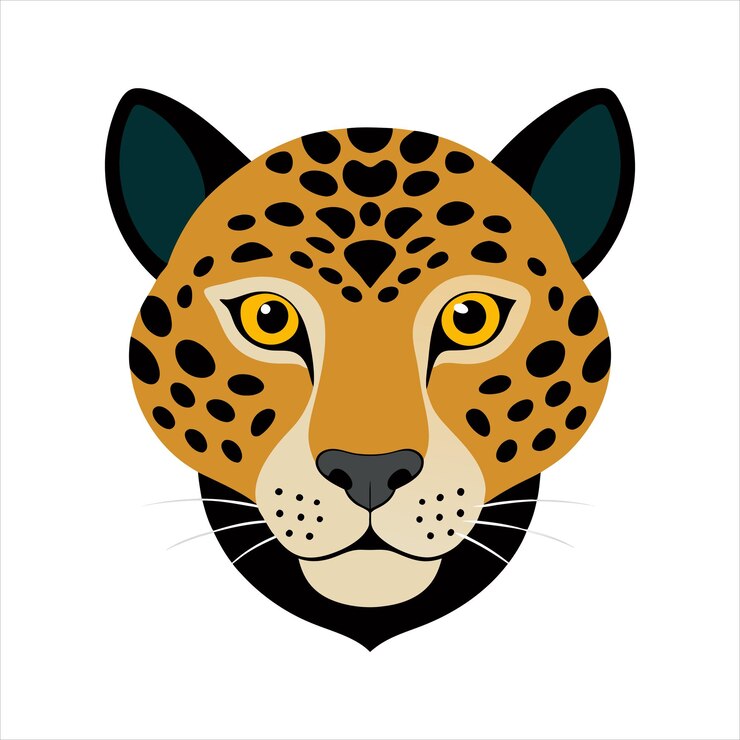 a yellow leopard painted on a white background