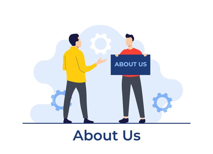 Vector about us metaphor company information flat illustration