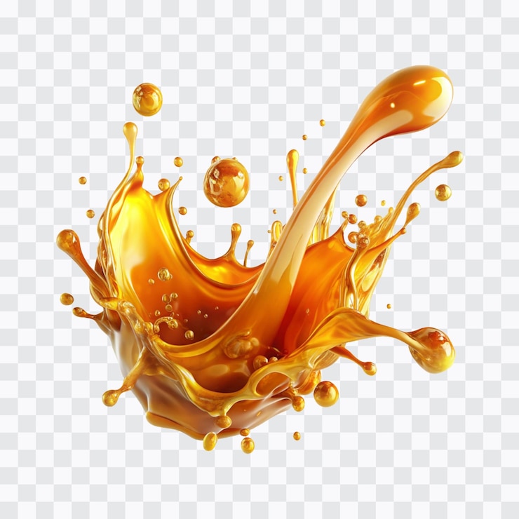 Vector abstract 3d liquid honey or oil splash png design