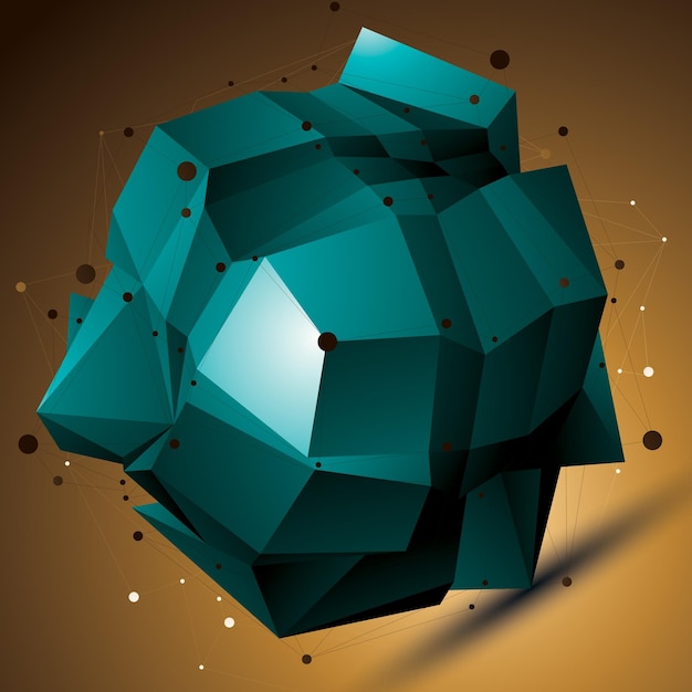 Abstract 3D structure polygonal network object, bright deformed figure.