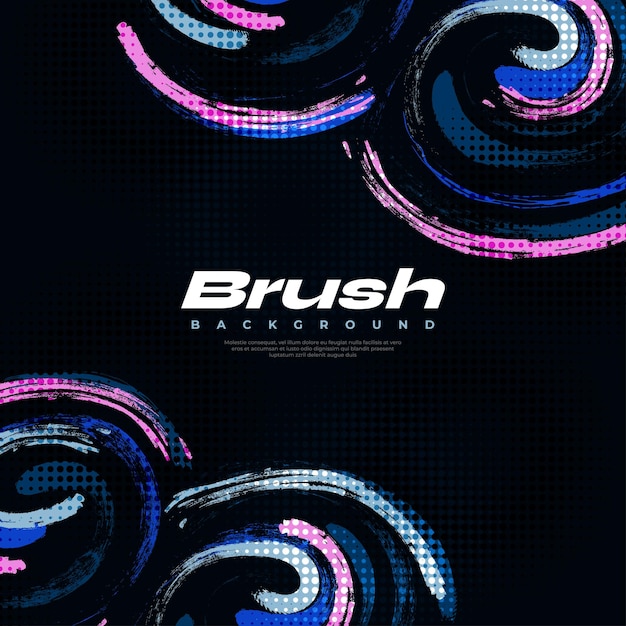 abstract and colorful brush background with halftone effect sport banner brush stroke illustration scratch and texture elements for design