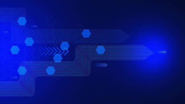 Abstract arrow direction with hexagon shapes for digital high speed technology concept