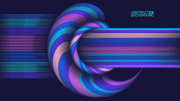 Abstract art backdrop. Colorful curly circle. Futuristic waves wallpaper with folds. Purple background simple.