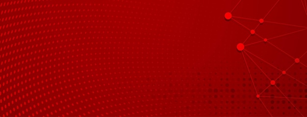 Abstract background in red colors made of big and small dots connected by straight lines