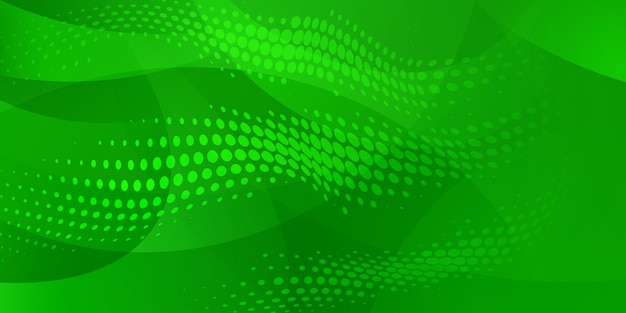 Abstract background made of halftone dots and curved lines in green colors