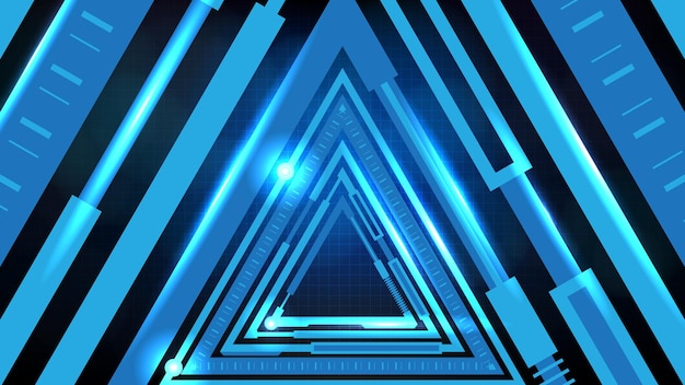 abstract background of blue glowing triangle star technology sci fi frame hud ui