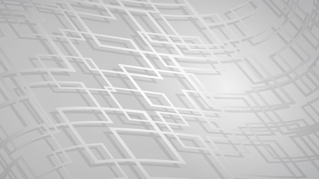 Abstract background of intersecting squares with shadows in gray colors