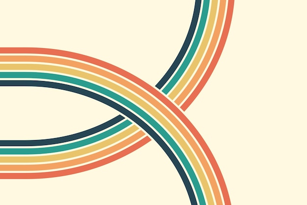 abstract background of rainbow groovy wavy line design in 1970s hippie retro style vector pattern r