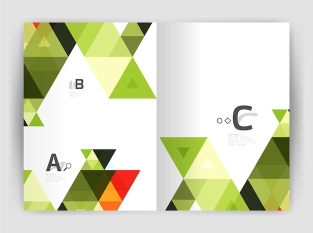 abstract background with color triangles annual report print backdrop vector design for workflow layout diagram number options or web design