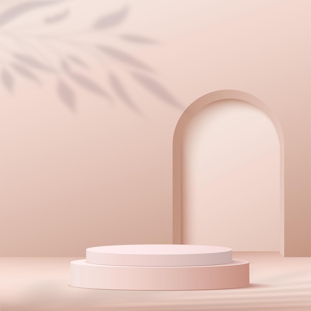 abstract background with cream color podium for presentation. vector