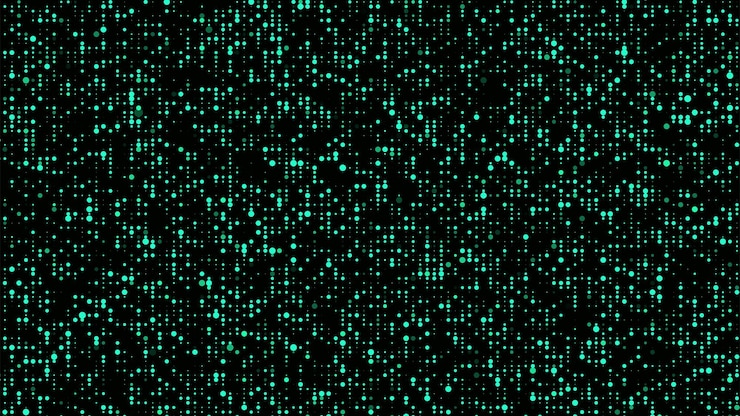 Vector abstract background with green glowing dots grid of blinking dots the flow of scientific data in cyberspace big data visualization vector illustration