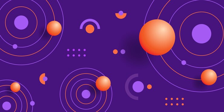Vector abstract background with  spheres and geometric shapes