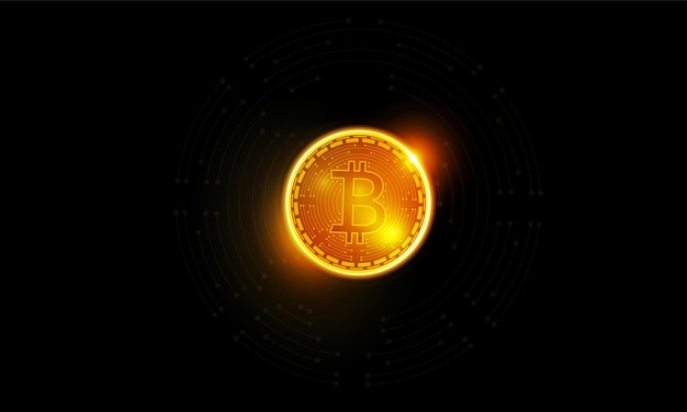 Abstract Bitcoin in futuristic Light out technology background Hitech communication