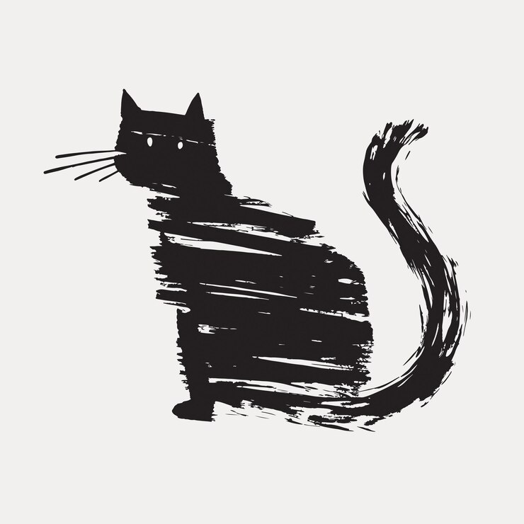 Vector abstract black cat illustration