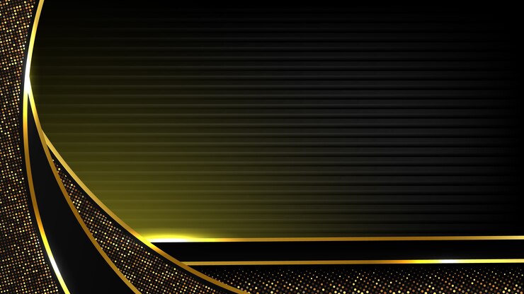 Vector abstract black luxury background of modern dark gold curve line and golden sparkle